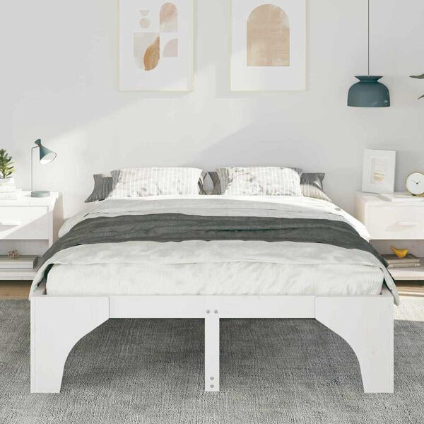 vidaXL Bedframe Wit 150 x 200 cm Massief grenenhout