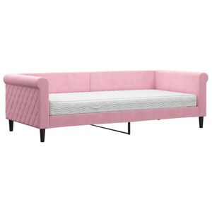 vidaXL Slaapbank met matras 90x200 cm fluweel roze
