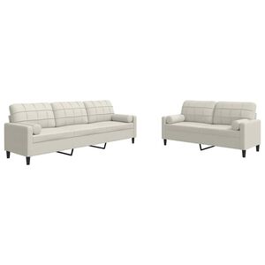 vidaXL 2-delige Loungeset met kussens en bolsters fluweel cr&egrave;mekleurig