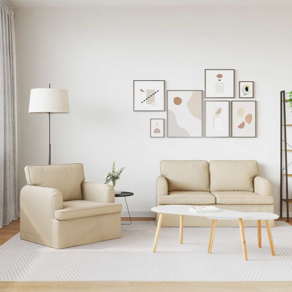 vidaXL Bank 2 pcs Cr&egrave;me 144 x 80 x 85 cm Stof