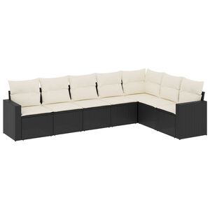 vidaXL 7-delige Loungeset met kussens poly rattan zwart