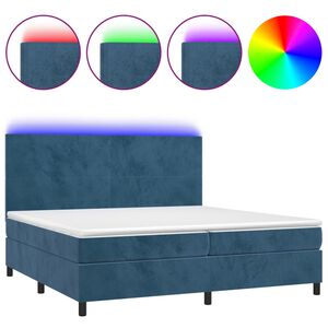 vidaXL Boxspring met matras en LED fluweel donkerblauw 200x200 cm