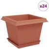 vidaXL Plantenpotten 24 pcs Baksteenrood 23 x 23 x 17,5 cm Kunststof