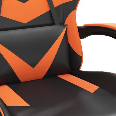 vidaXL Gamestoel draaibaar kunstleer zwart en oranje