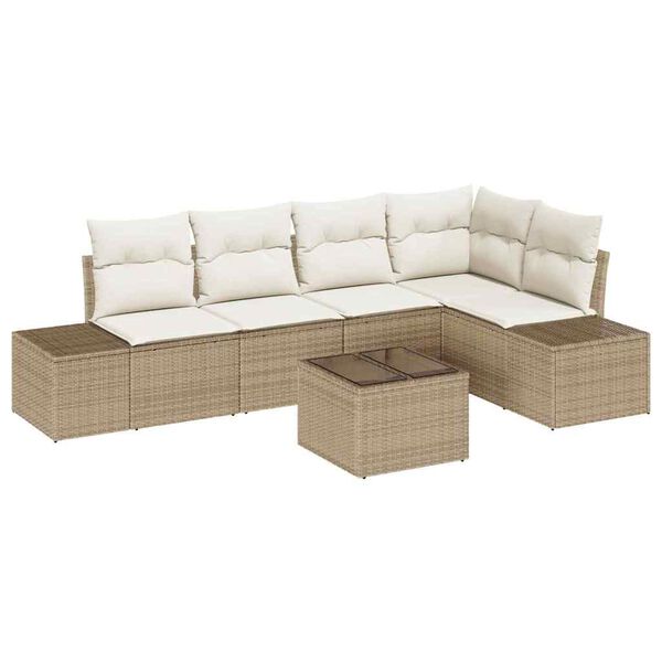 vidaXL Tuin Sofa Set 6 pcs Beige poly rattan