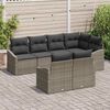 vidaXL Bankstel met kussen 7 pcs Grijs poly rattan