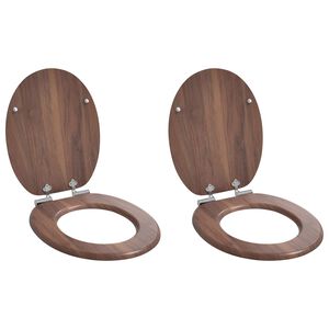vidaXL Zachte sluit toiletbril 2 st Bruin 44 x 38 cm MDF-plaat