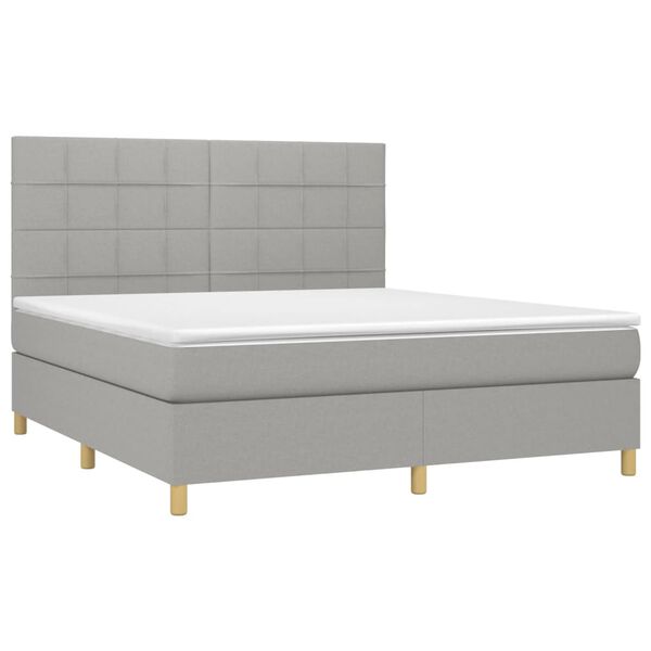 vidaXL Boxspring met matras stof lichtgrijs 160x200 cm