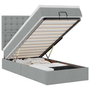 vidaXL Ottoman bed met matras en LED's 90x190cm stof lichtgrijs