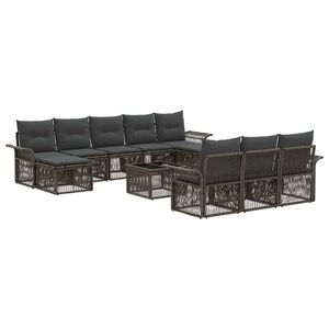 vidaXL Tuinbankenset 11 st Grijs poly rattan