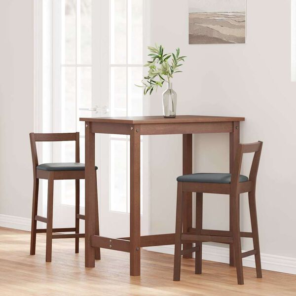 vidaXL Barkrukken met kussens 2 stuks Bruin massief hout rubber