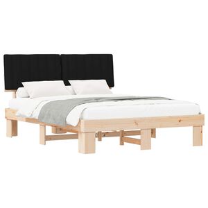 vidaXL Bedframe met Gevoerd Hoofdgedeelte Zwart 160 x 200 cm