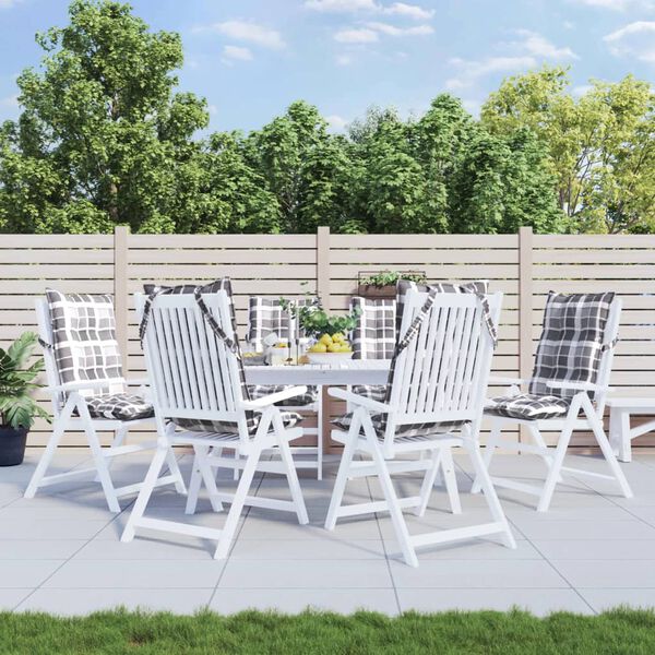 vidaXL Stoelkussens 6 st hoge rug ruitpatroon oxford stof grijs