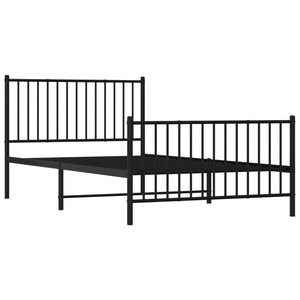vidaXL Bedframe met hoofd- en voeteneinde metaal zwart 107x203 cm