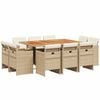 vidaXL 11-delige Tuinset met kussens poly rattan beige