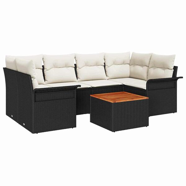vidaXL Tuin Sofa Set 7 pcs Zwart Poly riet