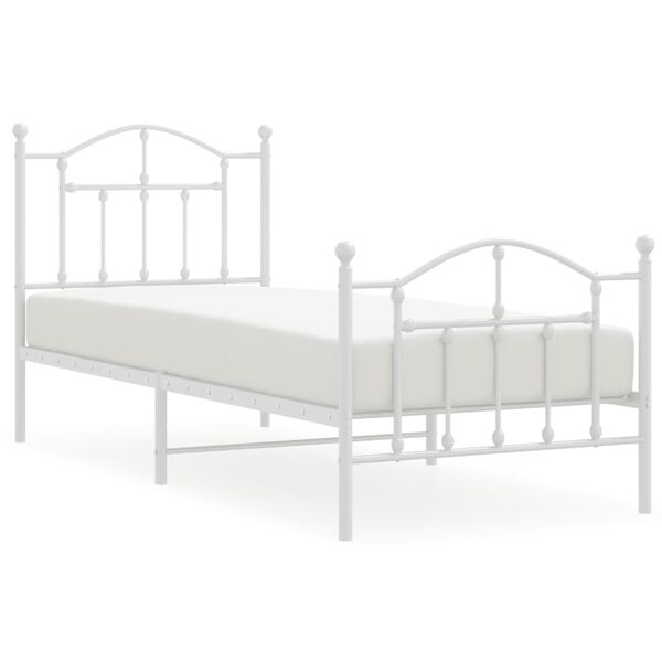 vidaXL Bedframe met hoofd- en voeteneinde metaal wit 90x190 cm