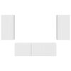 vidaXL TV Wandkast Set Wandgemonteerd 4 pcs Hoogglans wit Bewerkt hout