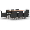 vidaXL 9-delige Tuinset poly rattan zwart