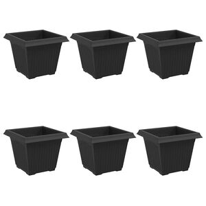 vidaXL Vierkante Bloempot 6 pcs Zwart 20 x 20 x 16 cm Kunststof