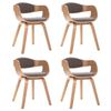 vidaXL Eetkamerstoelen 4 st gebogen hout en stof taupe