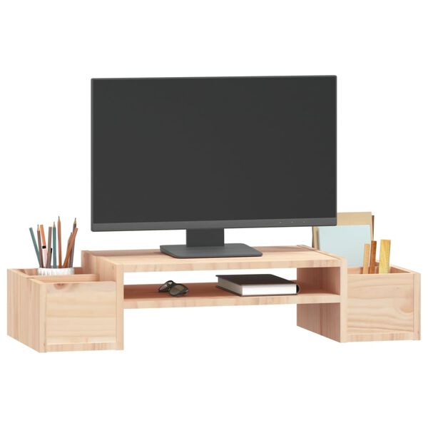 vidaXL Monitorstandaard 70x27,5x15 cm massief grenenhout