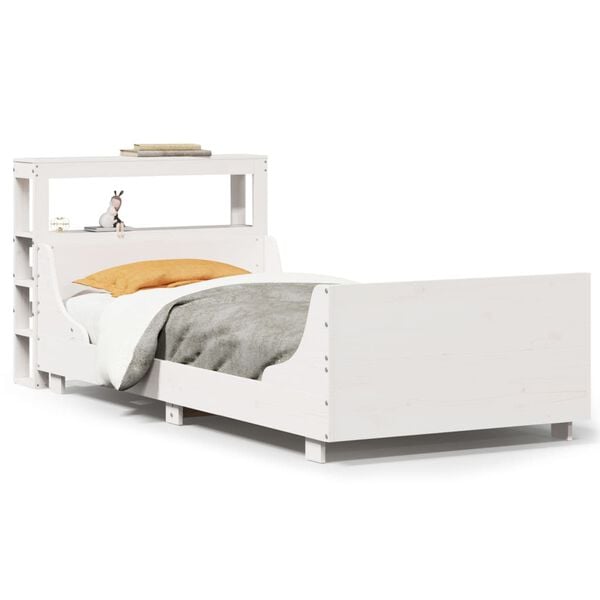 vidaXL Bedframe zonder matras massief grenenhout wit 90x190 cm