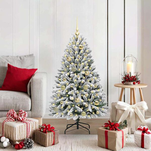vidaXL Kunstkerstboom met 150 LED Groen en Wit 120 cm PVC en Metaal