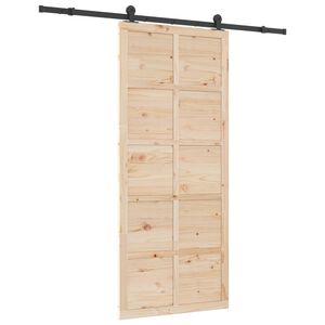 vidaXL Schuifdeur 90 x 208 cm Massief grenenhout Naturel