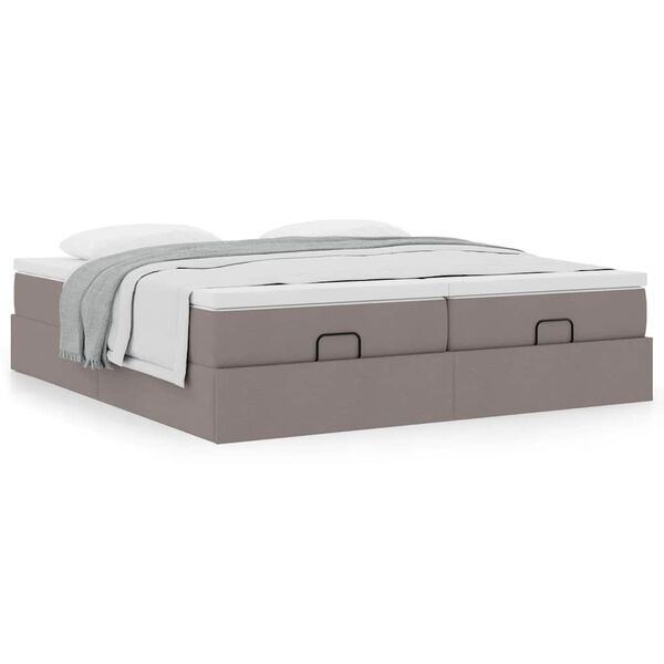 vidaXL Ottoman bed met matrassen 200x200cm stof taupe