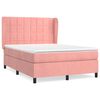 vidaXL Boxspring met matras fluweel roze 140x200 cm
