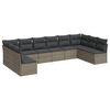 vidaXL 10-delige Loungeset met kussens poly rattan grijs