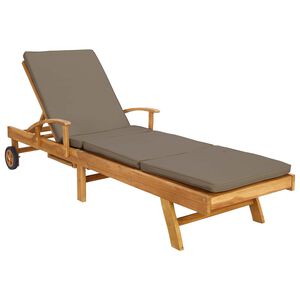 vidaXL Ligstoel met Kussen 100% Polyester Massief Teak