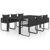 vidaXL 7-delige Tuinset PVC-rattan zwart