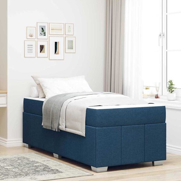 vidaXL Bedframe met matras Blauw 80 x 200 cm Stof