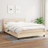 vidaXL Boxspring met matras stof cr&egrave;mekleurig 140x190 cm