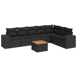 vidaXL 8-delige Loungeset met kussens poly rattan zwart