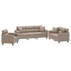 vidaXL 3-delige Loungeset met kussens microvezelstof taupe