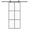 vidaXL Schuifdeur met beslagset 90x205 cm ESG glas zwart
