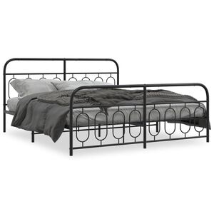 vidaXL Bedframe met hoofd- en voeteneinde metaal zwart 183x213 cm