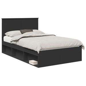 vidaXL Bedframe met hoofdeinde Zwart 120 x 200 cm Massief grenenhout