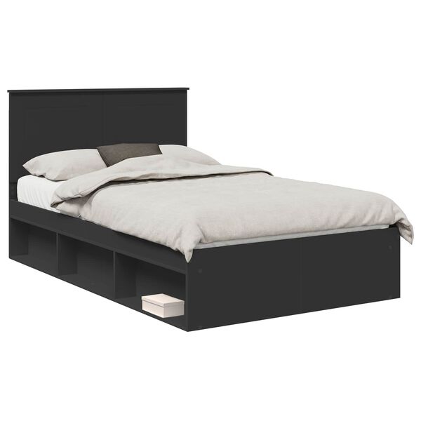 vidaXL Bedframe met hoofdeinde Zwart 120 x 200 cm Massief grenenhout