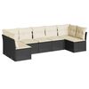 vidaXL 7-delige Loungeset met kussens poly rattan zwart