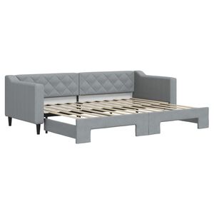 vidaXL Slaapbank met onderschuifbed 80x200 cm stof lichtgrijs