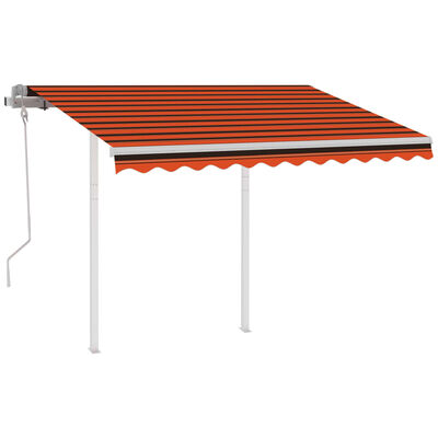 vidaXL Luifel handmatig uittrekbaar met palen 3,5x2,5 m oranje en bruin