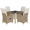 vidaXL 5-delige Bistroset met kussens poly rattan beige
