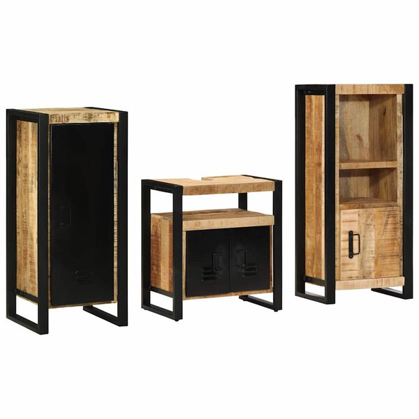 vidaXL Badkamermeubelset met plank 3 pcs Bruin Massief Mango Hout