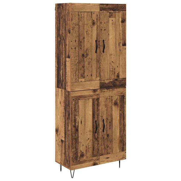 vidaXL Hoge kast Oud Hout 69,5 x 34 x 180 cm Bewerkt hout