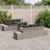 vidaXL Bankstel met kussen 7 pcs Grijs poly rattan
