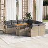 vidaXL 9-delige Loungeset met kussens poly rattan beige